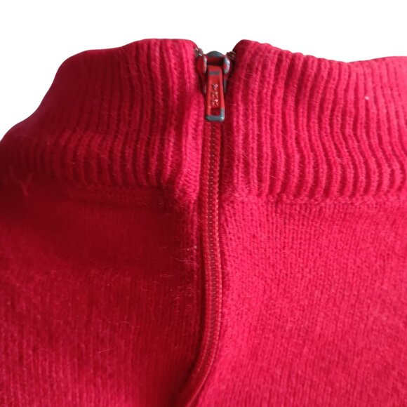 Women's 38 Sweater Large Vintage Red Mock Neck Long Sleeve Acrylic Zipback 70's - Picture 5 of 6